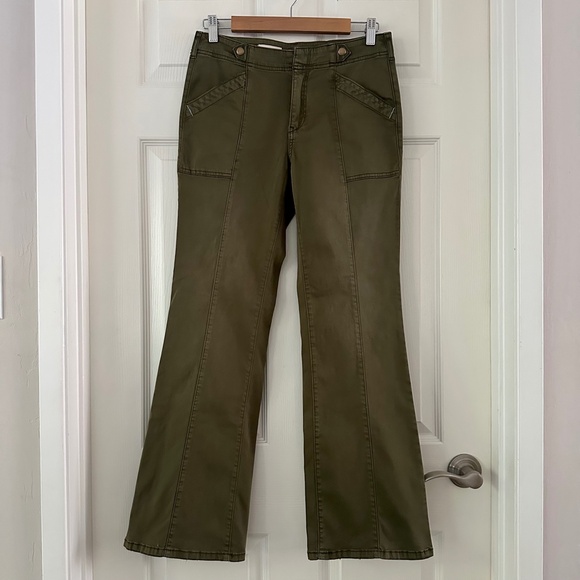 Anthropologie Pilcro Demilune Boot Utility Flare Pant Green Women's Size 26 - Picture 3 of 15